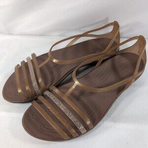 Crocs Isabella Jelly Flats 202465 Sandals Tan Gold Bronze Women's US 7 Strappy